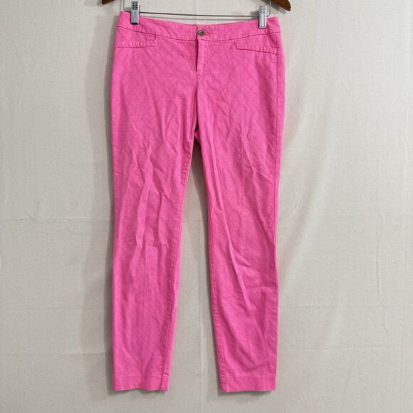 Lilly Pulitzer Kelly Skinny Ankle Pants Textured Jacquard Pink Size 2 - Picture 1 of 13